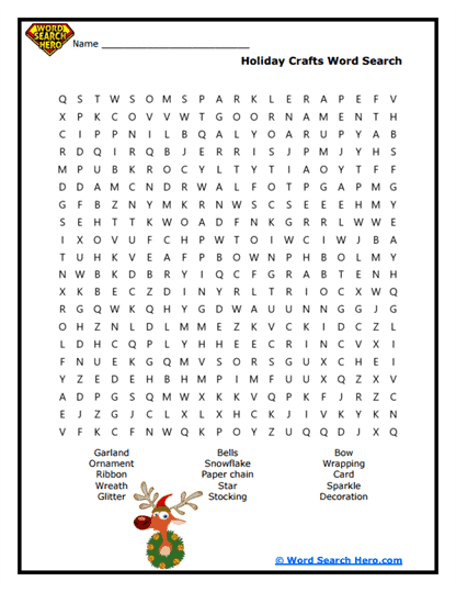 Holiday Crafts Word Search