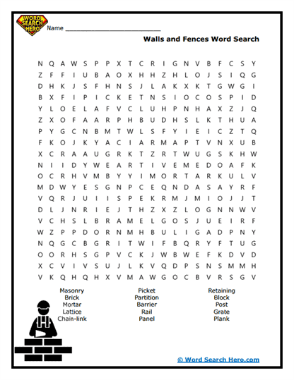 Fences & Walls Word Search