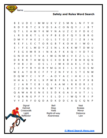 Ride Safe Word Search