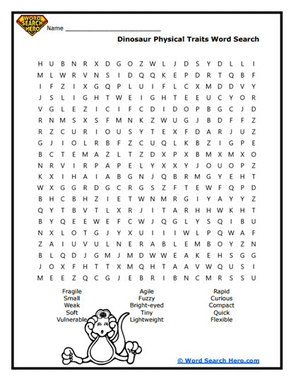 Dino Traits Word Search