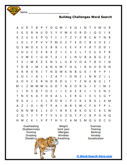 Bulldog Challenges Word Search