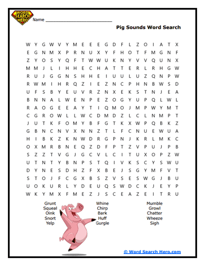 Oink Sounds Word Search