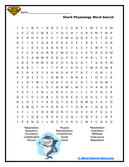 Deep Blue Physiology Word Search