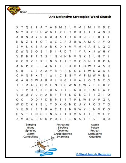 Ant Defenders Word Search