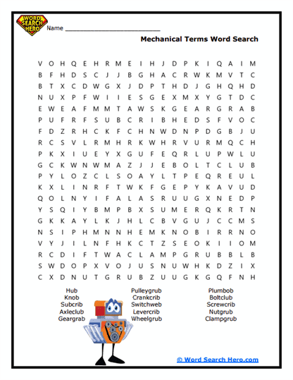 Mechanical Words Word Search