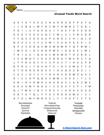 Exotic Eats Word Search