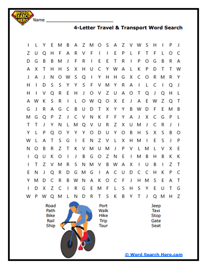 Travel Trek Word Search