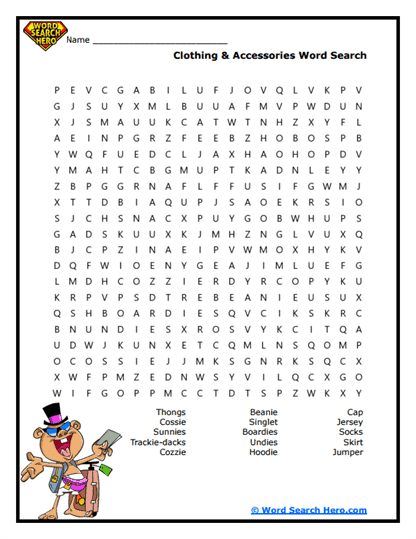 Fashion Finds Word Search