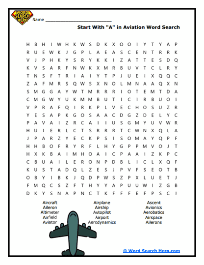 Aviation Adventures Word Search