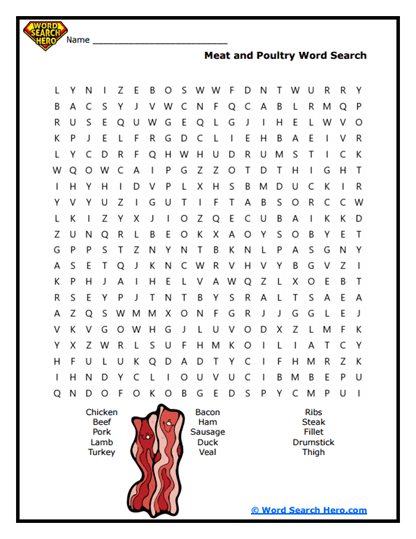 Meat Feast Word Search