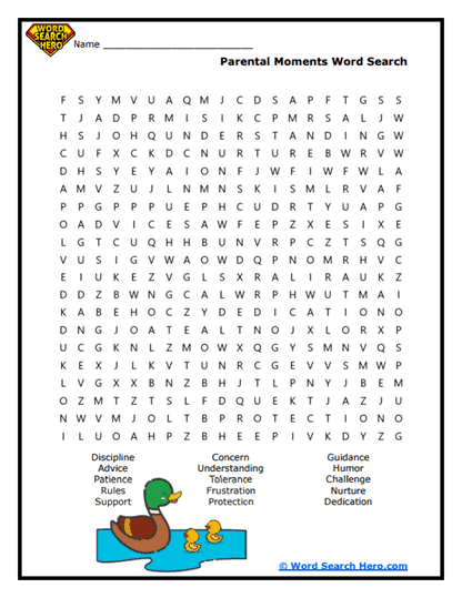 Parent Wisdom Word Search