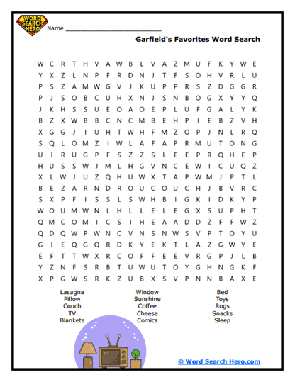 Cat Comforts Word Search