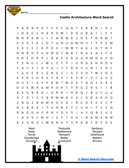 Castle Blueprint Word Search