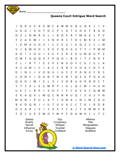 Court Intrigue Word Search