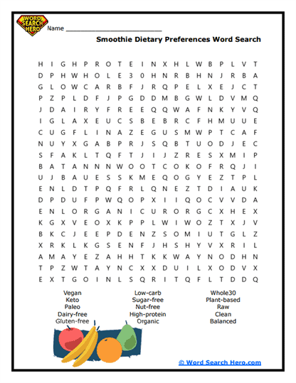 Diet Delights Word Search