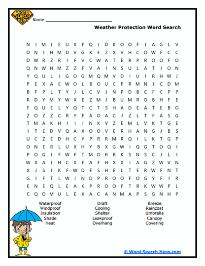 Weather Shield Word Search