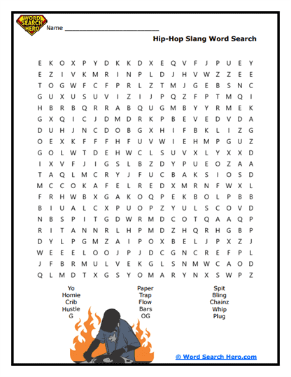 Hip-Hop Lingo Word Search