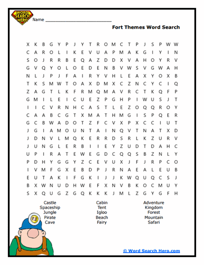 Theme Fortress Word Search