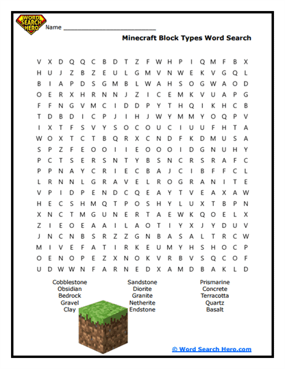 Minecraft Word Searches