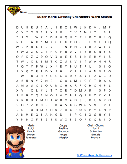 Character Chase Word Search