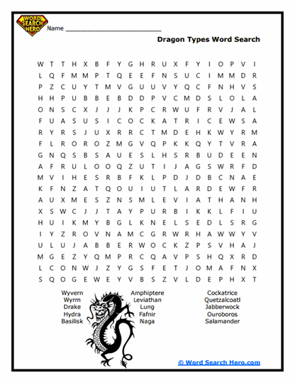 Dragon Breeds Word Search