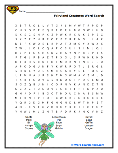 Fantasy Beasts Word Search