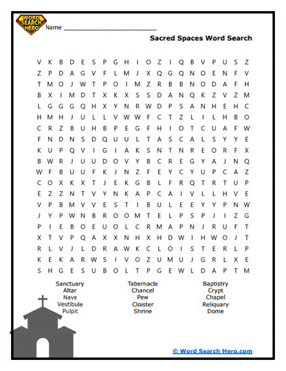 Sacred Spaces Word Search