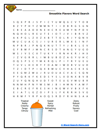 Smoothie Word Searches