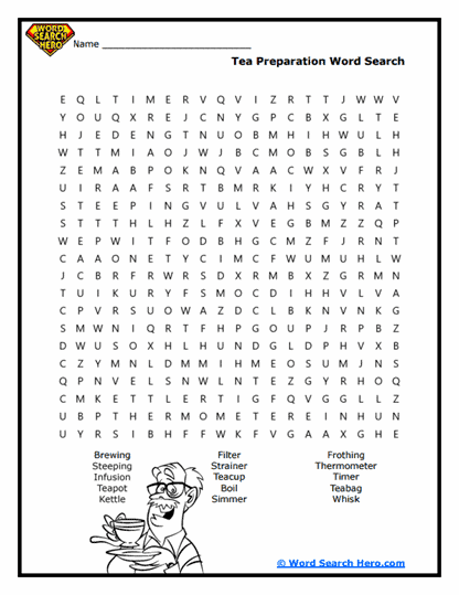 Tea Time Tools Word Search