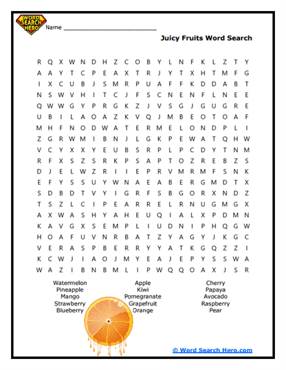 Fruit Frenzy Word Search