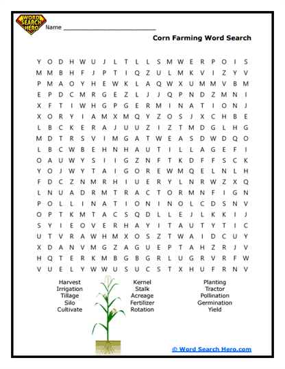 Corn Farming Word Search