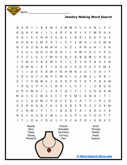 Jewelry Making Word Search