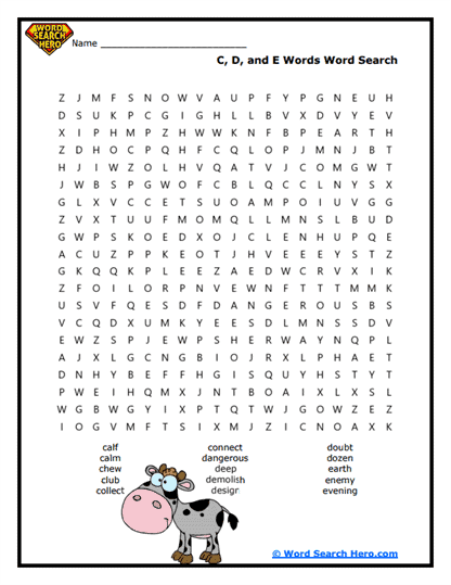 C-D-E Challenge Word Search