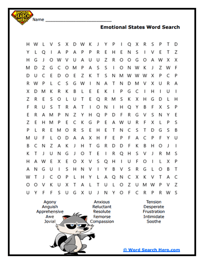 Emotional Explorer Word Search