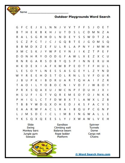 Playground Fun Word Search