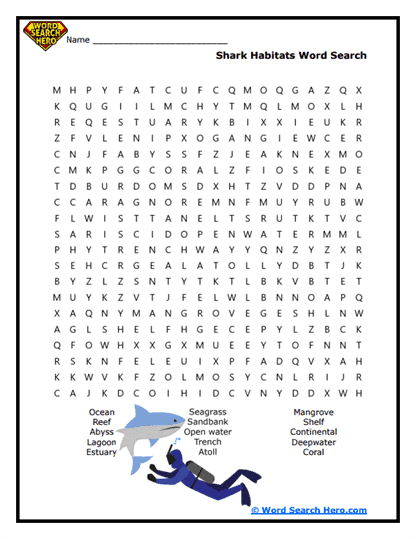 Jaws Jr. Homes Word Search