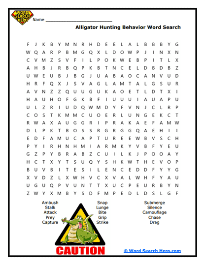 Predator Tactics Word Search