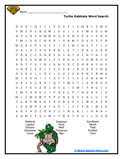 Wetland Homes Word Search