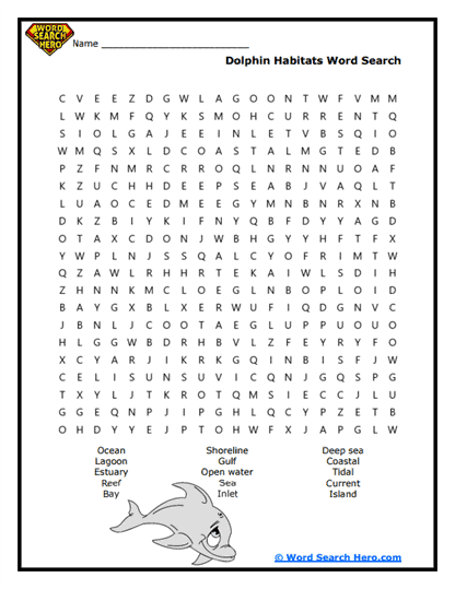 Dolphin Habitats Word Search