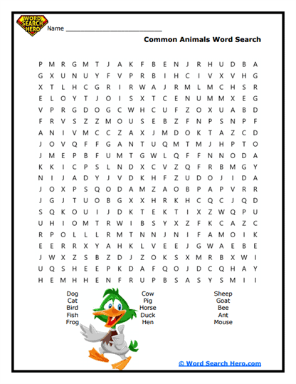 Animal Safari Word Search