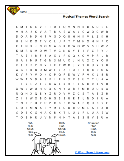 Music Terms Word Search