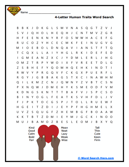 Trait Tracker Word Search