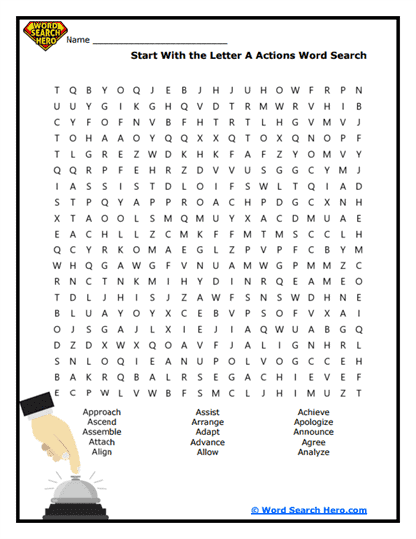 A-Action Words Word Search