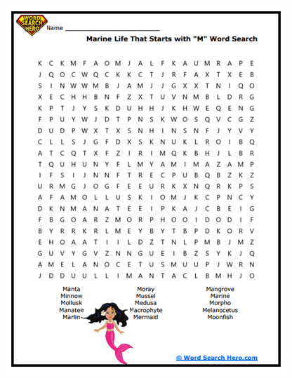 Marine Mysteries Word Search