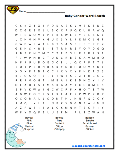 Gender Reveal Word Search