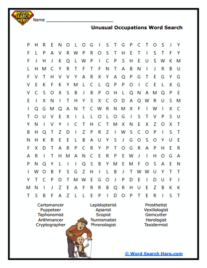 Odd Jobs Word Search