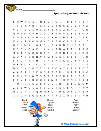 Sports Speak Word Search