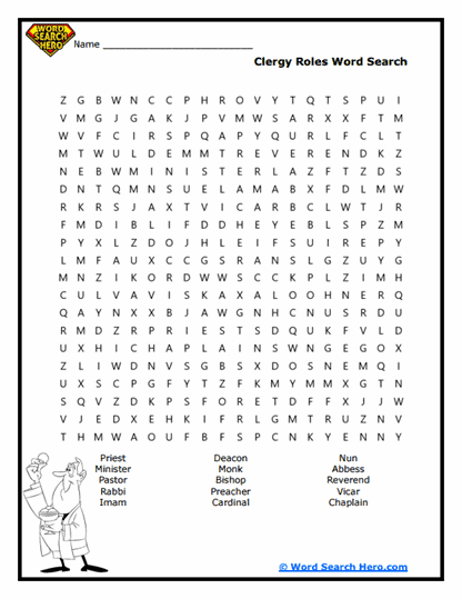 Clergy Titles Word Search