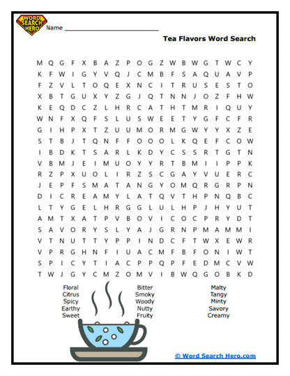 Tea Word Searches