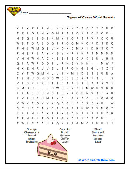 Cake Variety Word Search